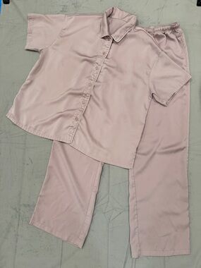 Uniqlo Blush Pink Silk Style Short-Sleeve Button Pajama Set Size M